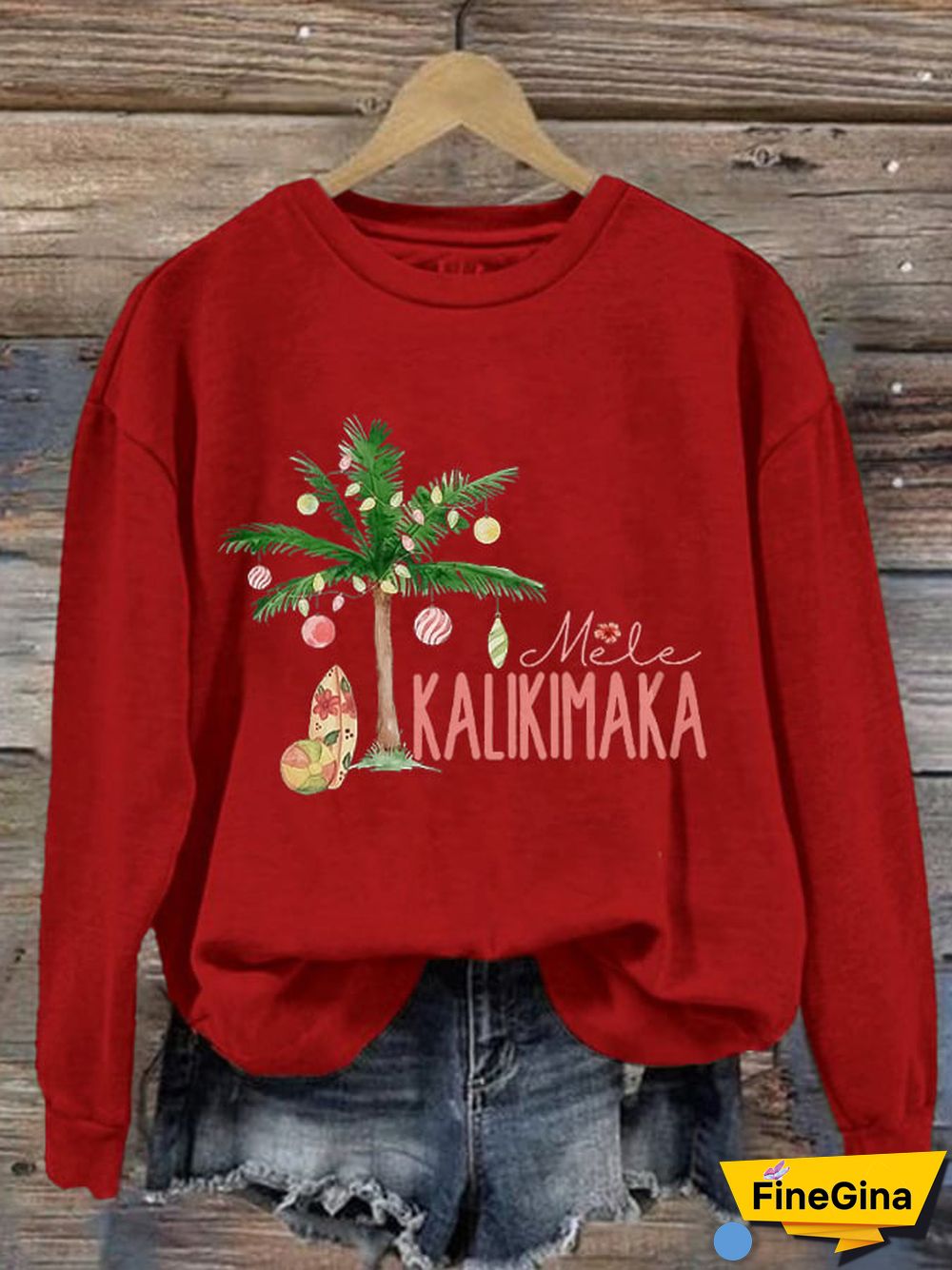 Women's Christmas Mele Kalikimaka Print Casual Sweatshirt