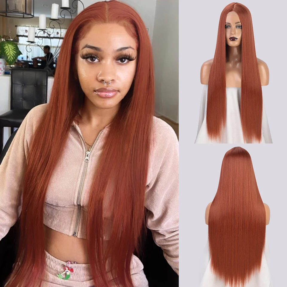 Long Straight Red Brown Grey Black Daily Wigs ELCNEPAL