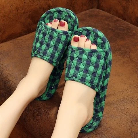 Pure Cotton Fabric Cloth Bottom Cloth Slippers Wood Floor Floor Tiles Mute Indoor Soft Bottom Female Home Home Four Seasons