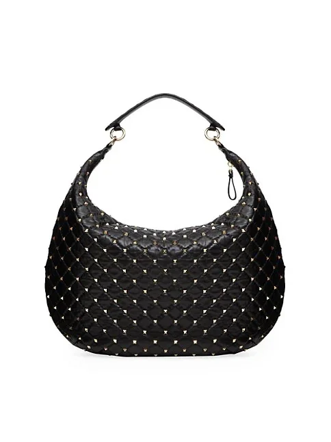 Valentino Garavani Rockstud Spike Hobo Bag In Calfskin