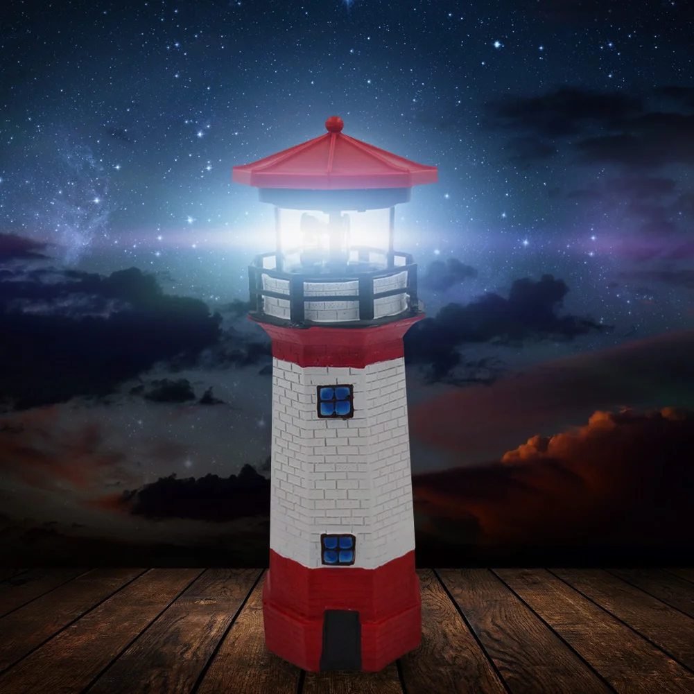Lighthouse Solar LED Light Garden Outdoor Smart Sensor Rotating Lamp (Red)