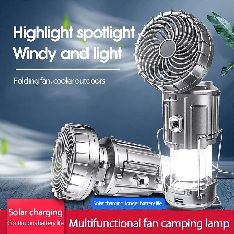 6 in 1 Portable Outdoor Led Camping Lantern with Fan - Appledas