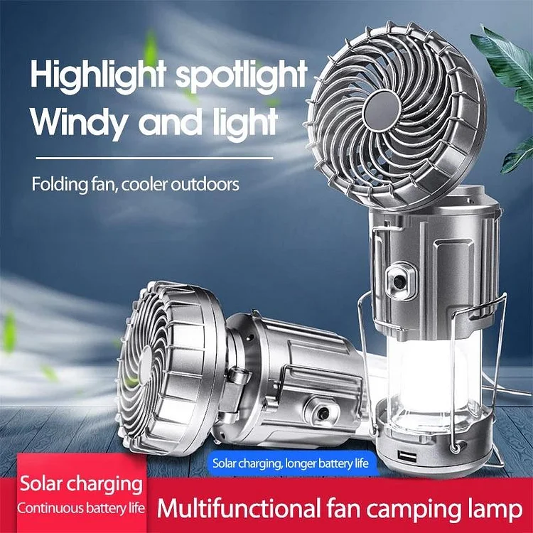 6 in 1 Portable Outdoor Led Camping Lantern with Fan