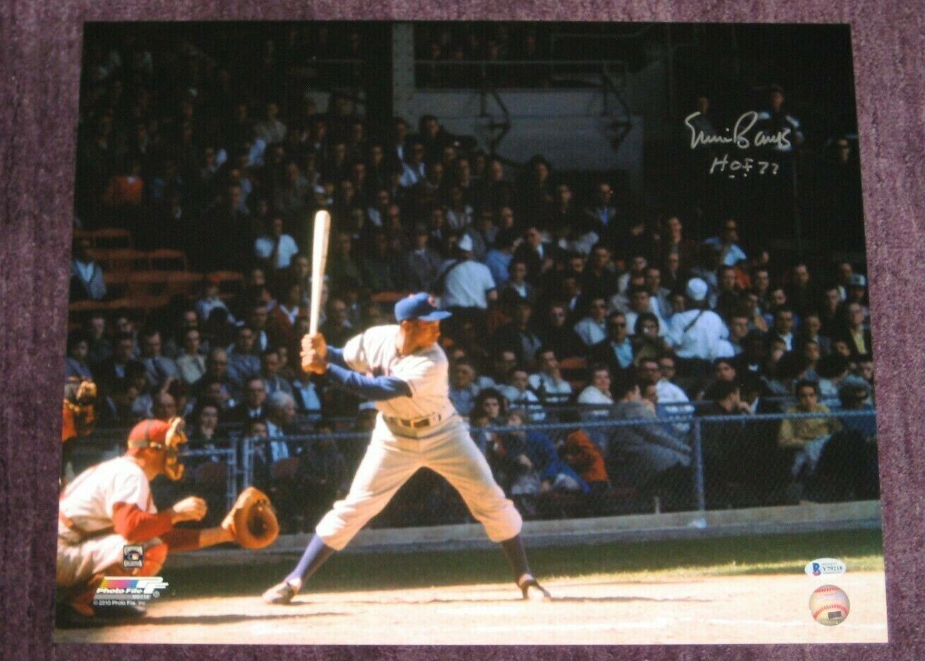 ERNIE BANKS Signed CUBS 16x20 Photo Poster painting w/ Beckett COA & HOF Inscription