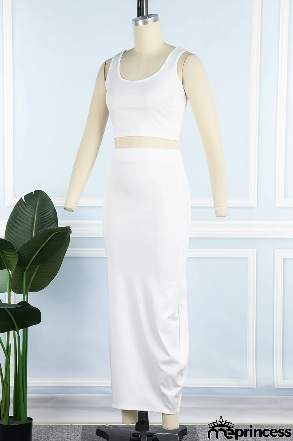 Rose Red Sexy Casual Solid Basic U Neck Sleeveless Two Pieces