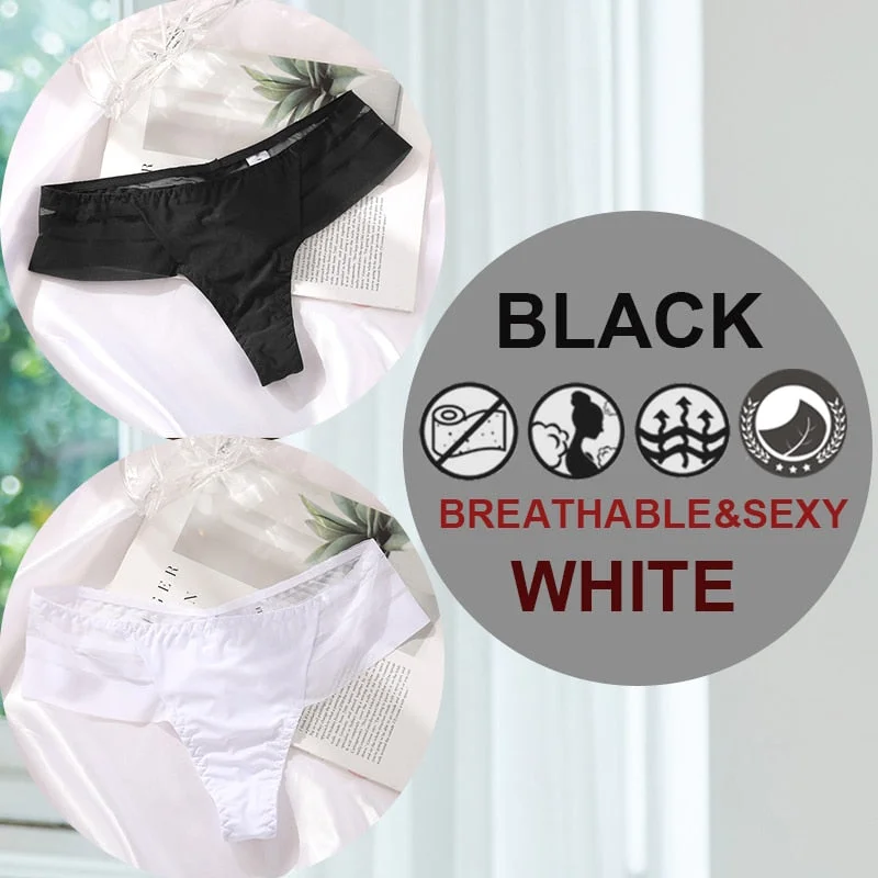 FINETOO 2PCS/Set M-XL G-string Women's Panties Sexy Perspective Seamless Panties Underwear Female See-Through Underpant Lingerie