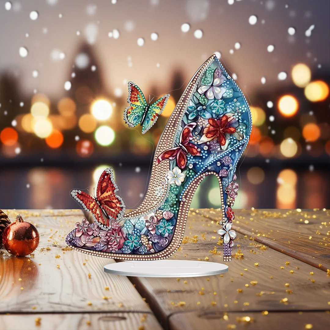 DIY High Heels Single Sided Diamond Painting Acrylic Tabletop Ornaments for Office Decor