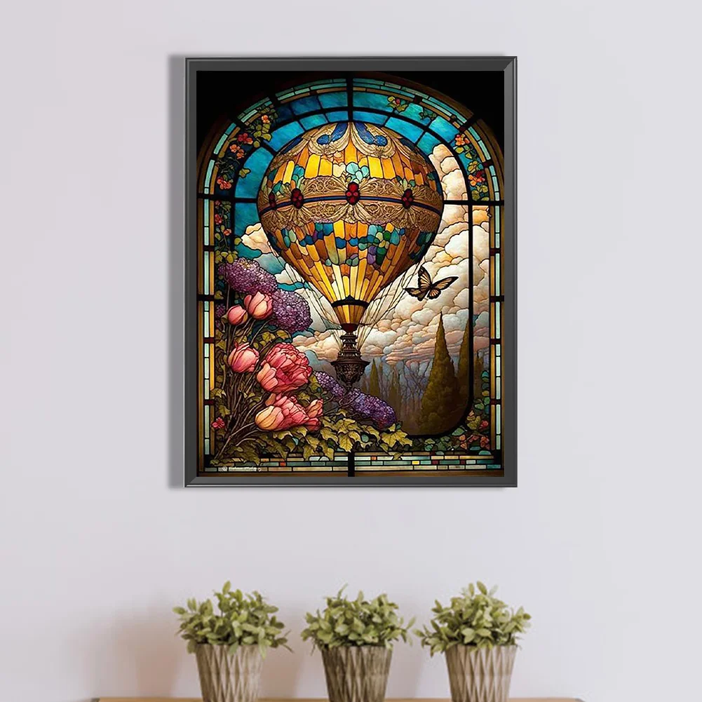Diamond Painting - Full Round Drill - Stained Glass Hot Air Balloon(40*50cm)