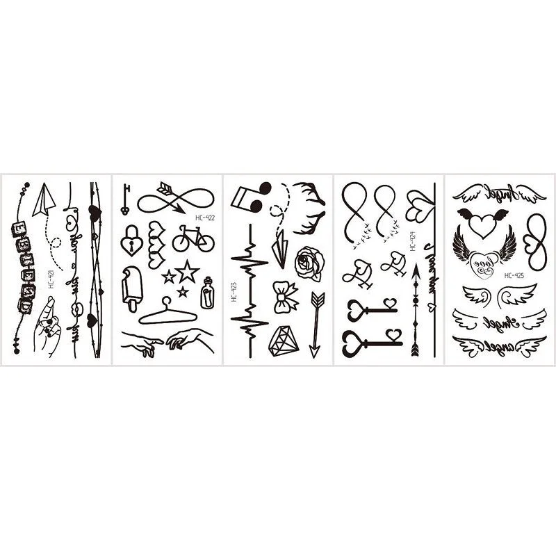 5Pcs/Set Feather Bird Element Pattern Dandelion Temporary Tattoo Sticker Fake Tattoos for Women Men Body Makeup Waterproof