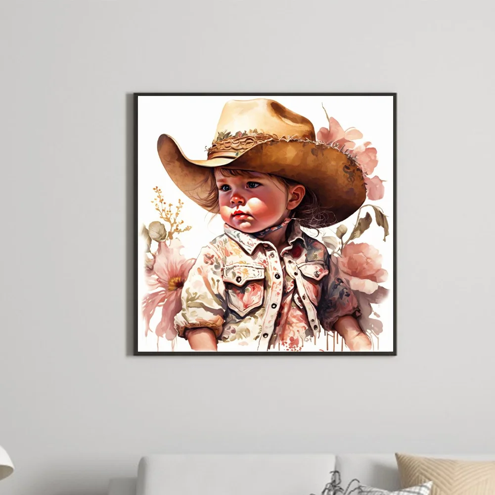 Diamond Painting - Full Round Drill - Western Cowboy Kid(Canvas|30*30cm)