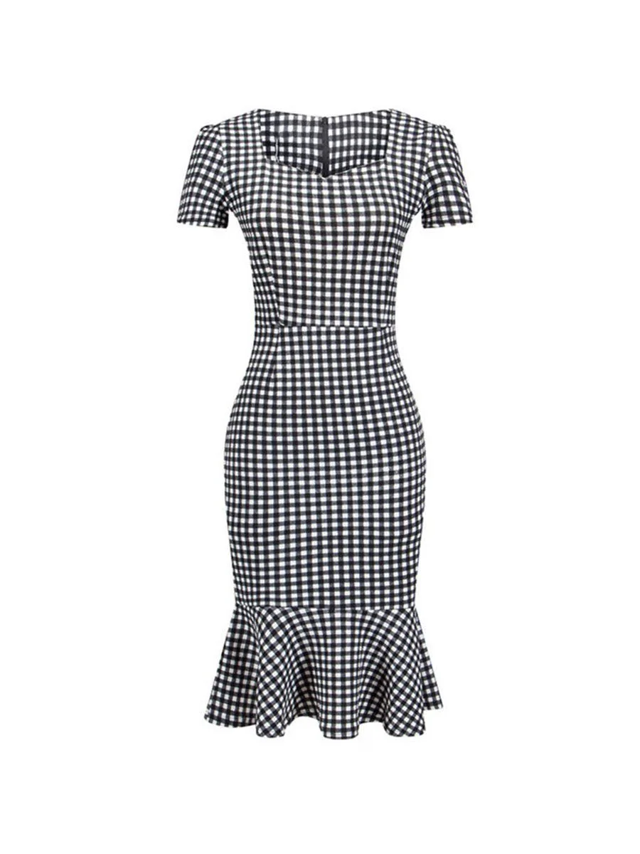 1960s Slimming Dress Elegant Short Sleeve Bodycon Dress