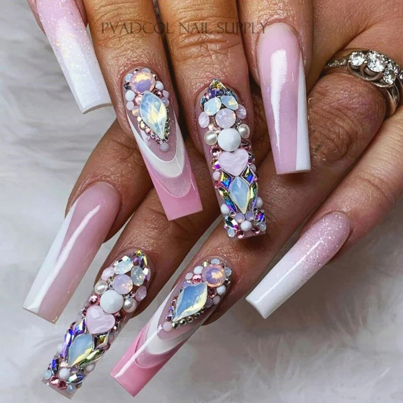 500pcs/Bag Pre Pinched C Curve Half Cover False Nail Tips Straight Square French Acrylic Nails-Nail Inspo