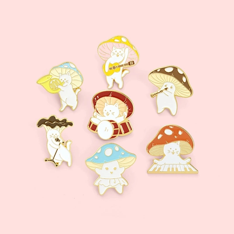 Fashion Pin Cat Mushroom Alloy Plating Unisex Brooches