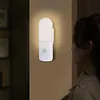 Rechargeable Motion Sensor Night Light Soft Glow Eye-Friendly Versatile Placement Minimalist Wood Battery Operated Shower Lamp for Wardrobe Hallway Closet Stairs