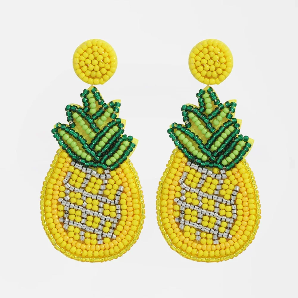 Dvacaman Boho Handmade Beaded Leaf Parrot Pendant Earrings for Women 2022 New Design Wedding Jewelry Korean Drop Dangle Earrings