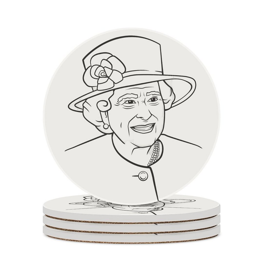 Queen Elizabeth II with Hat Pattern Round Ceramic Coasters