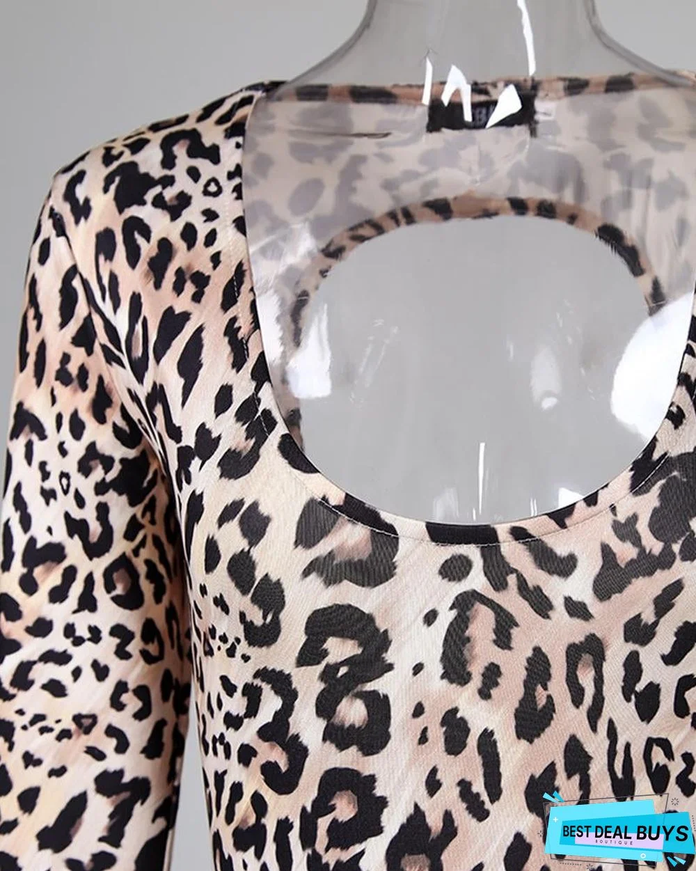 Leopard Lace Up Backless Bodycon Dress