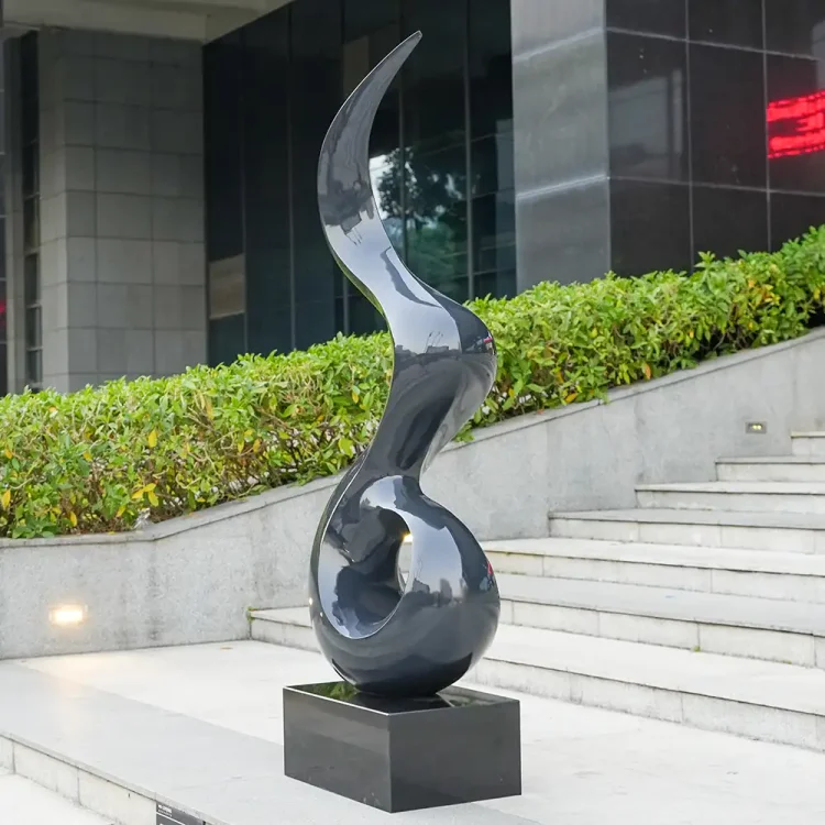 Abstract Curved Mirror Sculpture in Stainless Steel