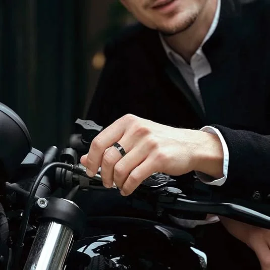 8MM Bible Lords Prayer Cross Scratch Prevention Black Tungsten Rings