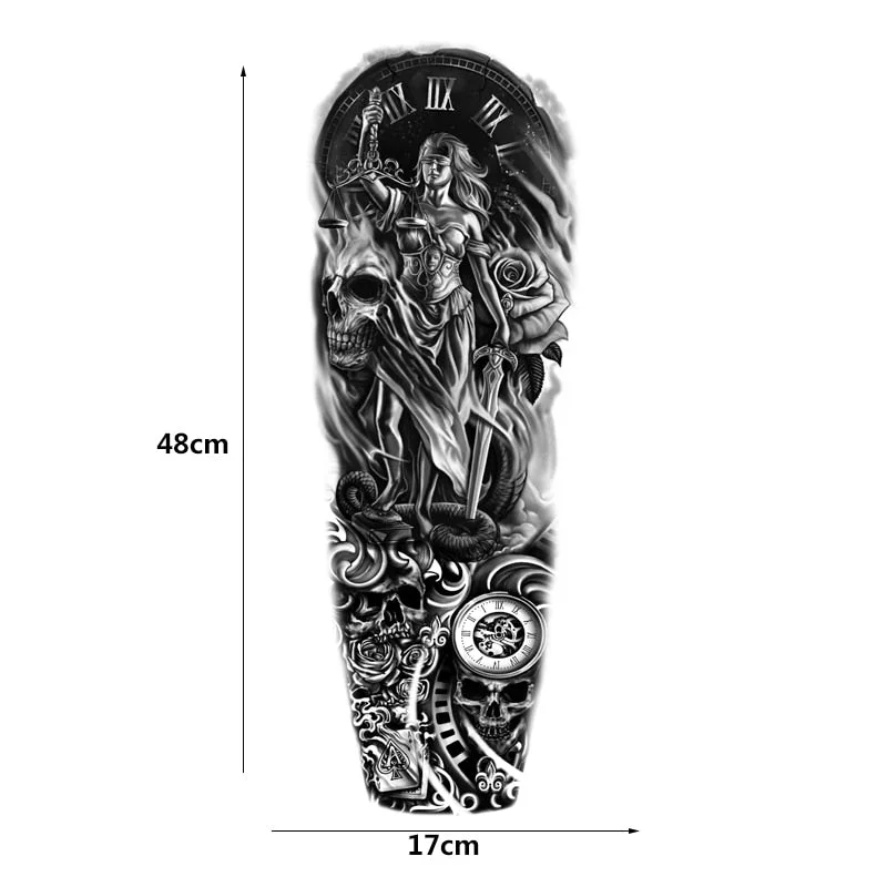Old School Large Arm Sleeve Tattoo,Waterproof Full Temporary Tattoo Sticker Men Lion Body Art Tattoo For Men Girl