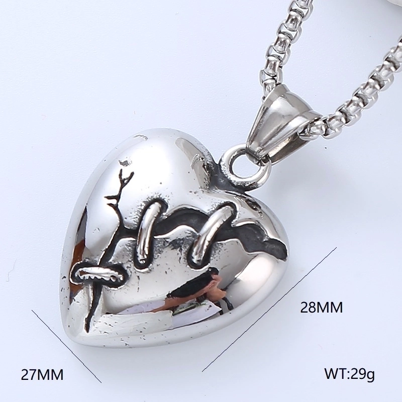 Retro Punk Pistol Heart Shape 304 Stainless Steel No Inlaid Men’S Pendant Necklace