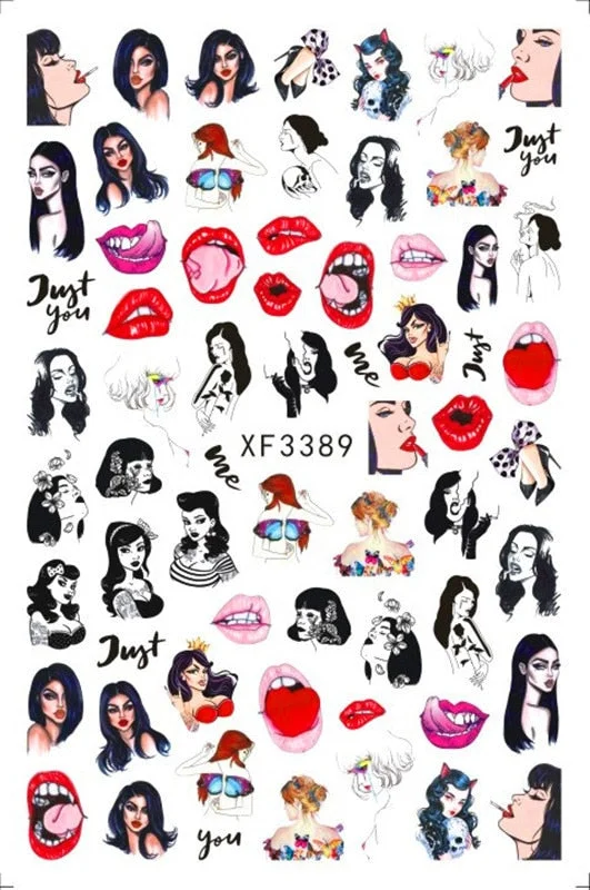 1 Piece of 9.6x6.5CM Valentine's Day Nail Sticker with Adhesive Red Lips Love Sexy European Style Nail Art Design Applique