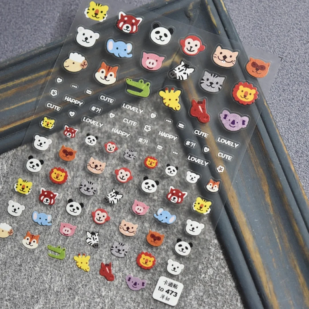 Beautizon Cute Image Quality 3D Engraved Nail Stickers Nail Art Decorations Nail Decals Design