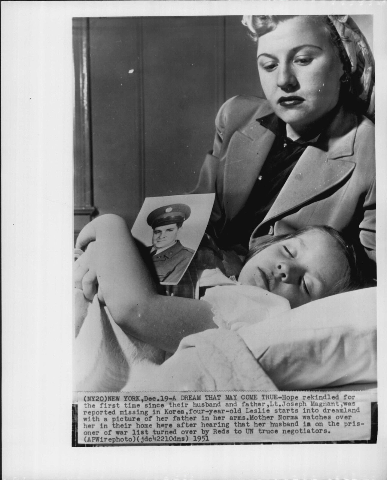 American Prisoners Family of Joseph Magnant 1951 Korea War Press Photo Poster painting