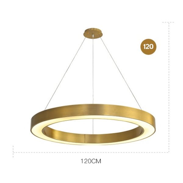 Modern Nordic Gold Copper LED Pendant Lights Circle Ring Suspension Luminaire Dining Room Lights