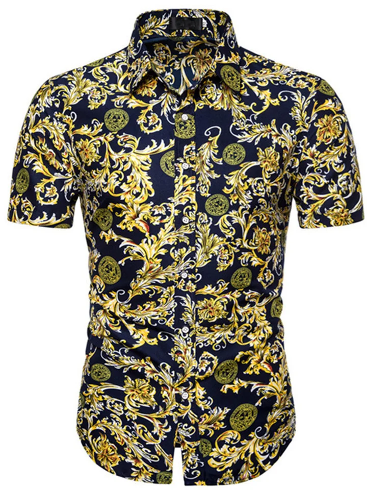 Men's Printed Shirt Short Sleeve Shirt Summer Casual Short Sleeve M L XL 2XL 3XL 4XL 5XL-Cosfine