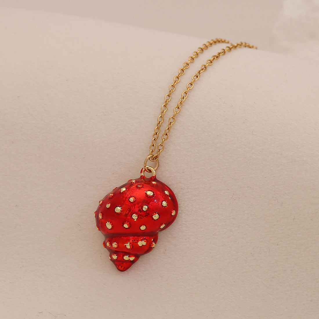 Oil Dripping Conch Starfish Pendant Necklace Beach Holiday Metal Stainless Steel Necklace N1555