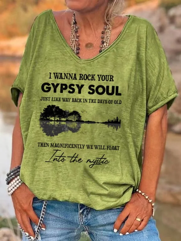 Women's Hippie I Wanna Rock Classic Printed T-Shirt.