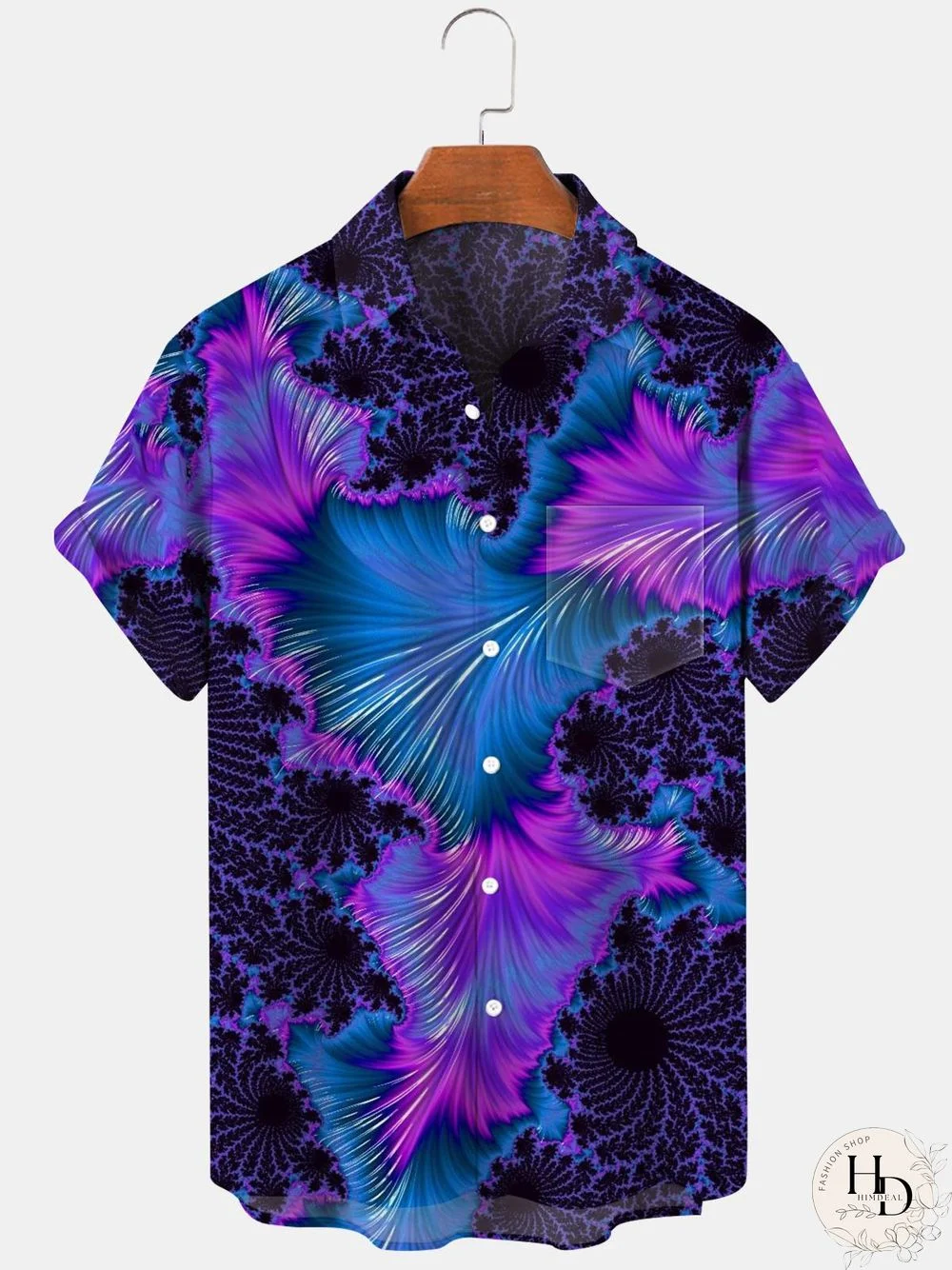 Abstract Men's Shirts With Pocket