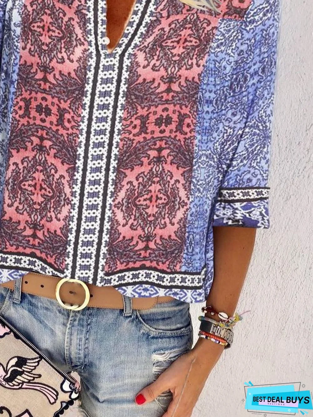 Cotton Casual Half Sleeve Tribal Tops
