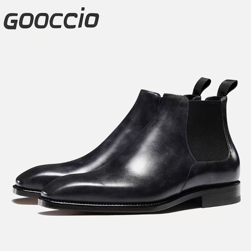 TF190 Italian Museum Calf-Skin Dress Boots/Chelsea Boots Form Men  GOOCCIO   