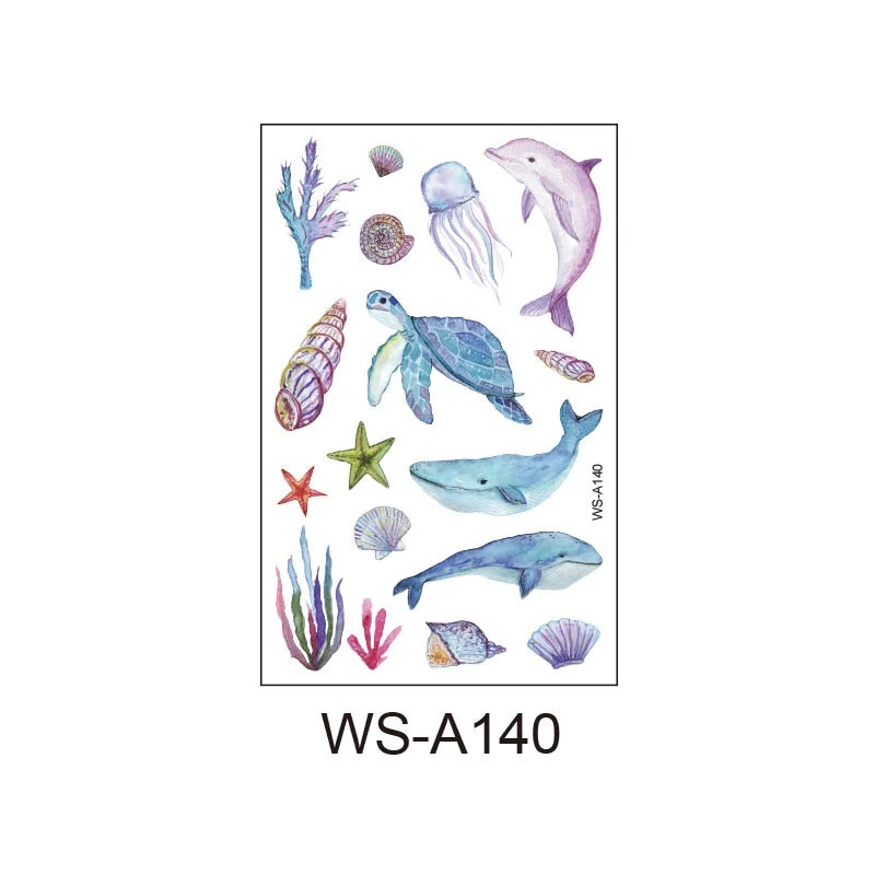 New Waterproof Reward Children Tattoo Sticker Tropical Fish Fantasy Octopus Little Dolphin Fun Ocean Tattoo Sticker