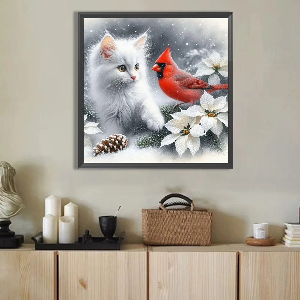 Diamond Painting - Full Round Drill - Cat Cardinal(Canvas|40*40cm)