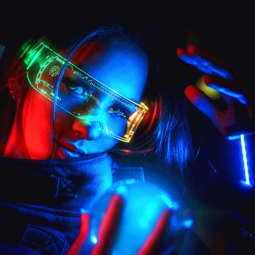 🎉2023 New in🎉Cyberpunk Luminous LED Glowing Party Glasses👓