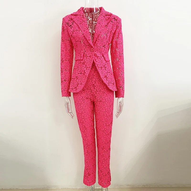 Nigikala Nigikala New Star Fashion Water-Soluble Lace Suit Small Foot Trousers Set Two Sets