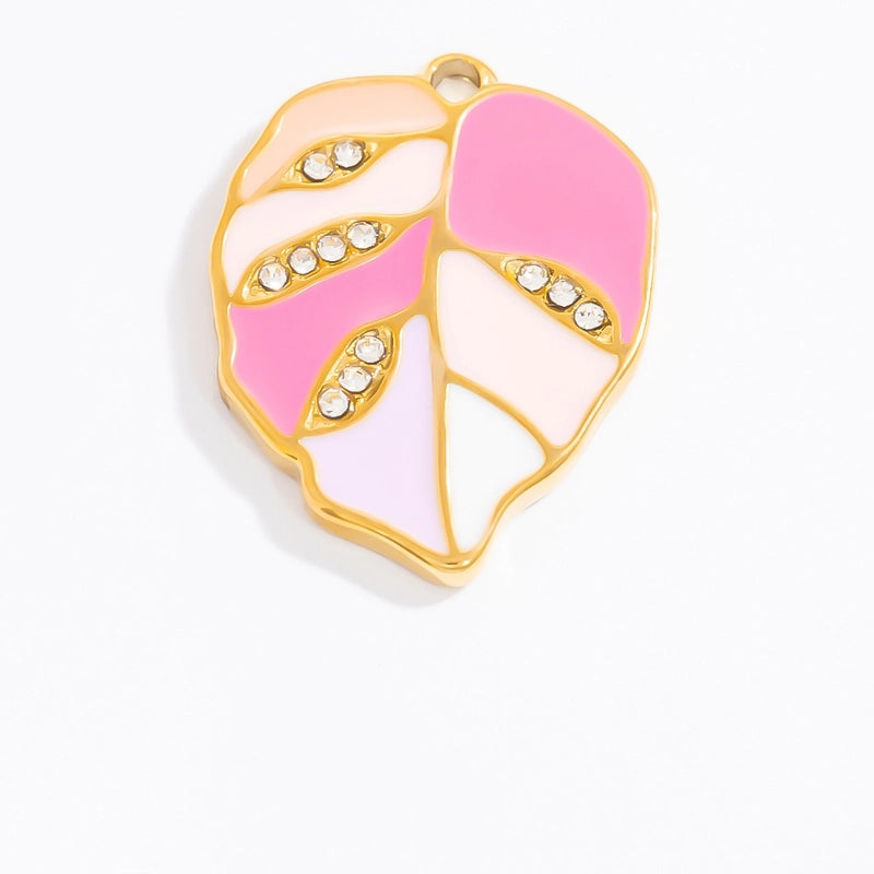 1 Piece 304 Stainless Steel Heart Shape Flower Pendant Jewelry Accessories