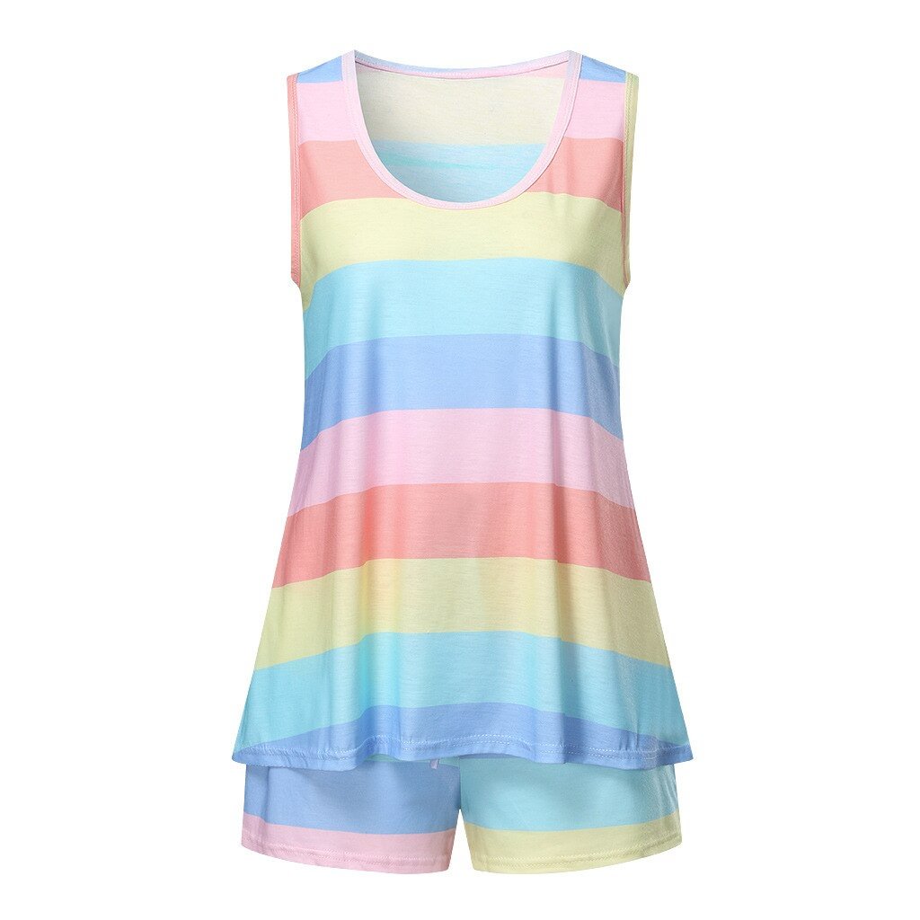 Sleepwear Suits Women Sexy Pyjama Short Sleeve Pajamas Set 2020 Woman Plus Size Pijamas Comfortable Girl Tank Top Pyjamas Set