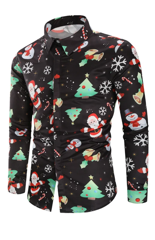 Men's Fashion Christmas Long Sleeve Shirts Flusfy