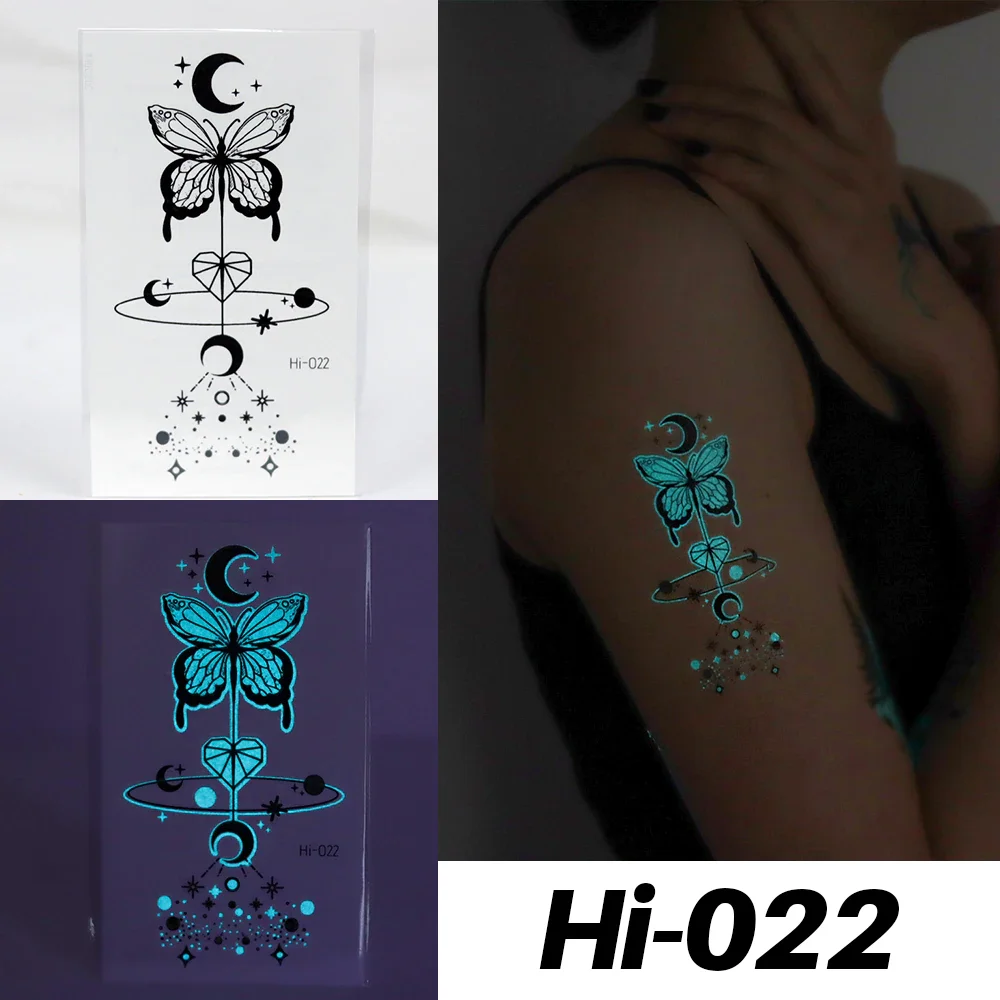 Sdrawing Luminous Tattoo Stickers Labyrinth Glowing Temporary Geometric Tattoo Waterproof Small Tatoo Body Art Fake Tattos Men Women
