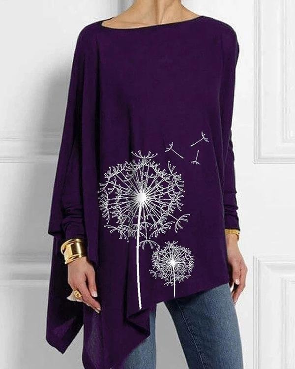 Printed Casual Long Sleeve Irregular Blouses