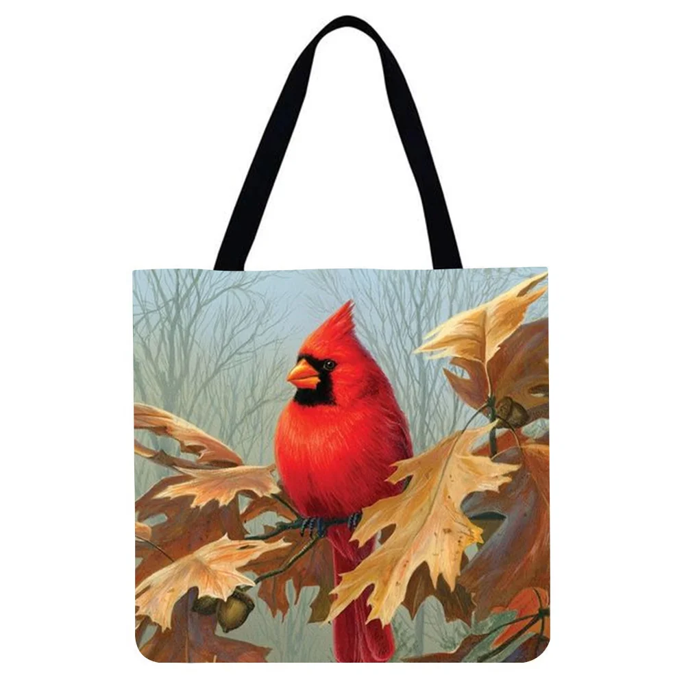 Linen Tote Bag - Red Bird