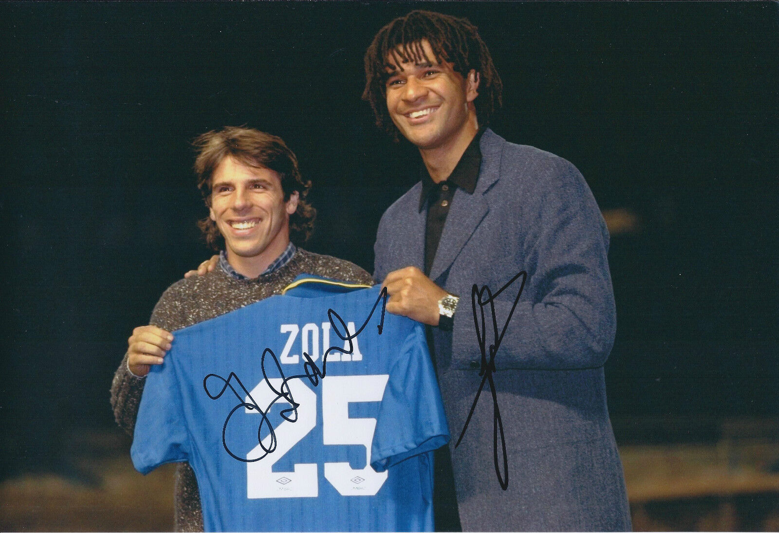 Gianfranco ZOLA & Ruud GULLIT SIGNED COA Autograph 12x8 Photo Poster painting AFTAL CHELSEA RARE