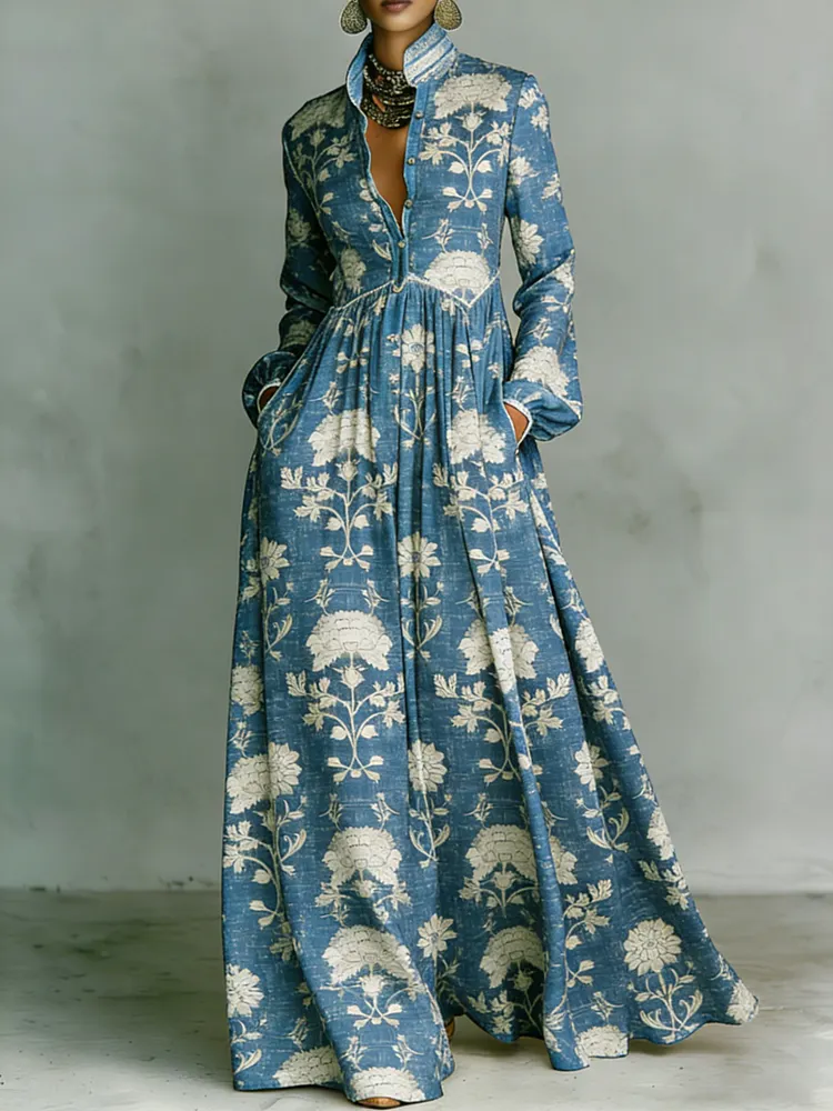 Women's Printed Elegant Romantic Vacation Medium Sleeve Maxi Dress
