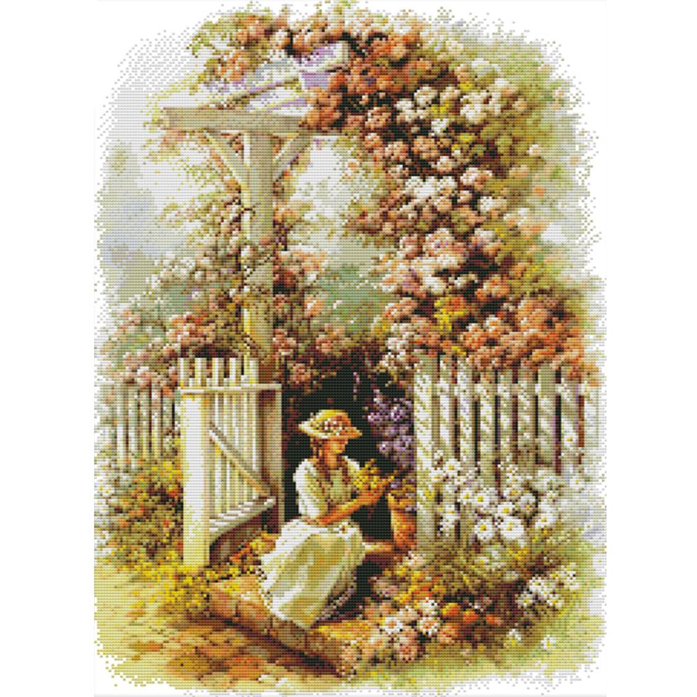 

Garden girl - 14CT Stamped Cross Stitch - 42*53cm, 501 Original