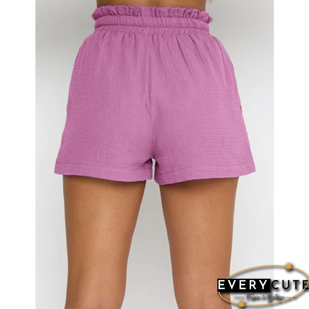 Pink Cotton Blend Pocket Shirt with Shorts Set