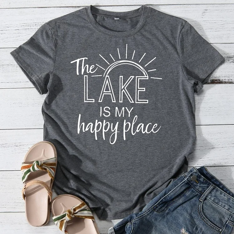 The Lake Is My Happy Place Round Neck T-shirt-018193